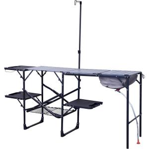 imageGCI OUTDOOR Master Cook Station  Portable Folding Kitchen Table with Soft Shell Sink Heat Resistant Tabletop ampamp Telescoping Lanter Pole Perfect for Camping Trips