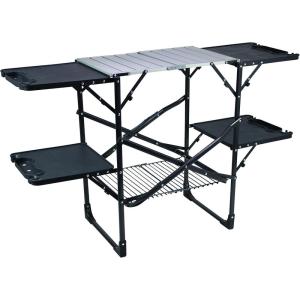 imageGCI OUTDOOR SlimFold Cook Station  Portable Folding Kitchen Table with a Heat Resistant Tabletop 4 Side Tables ampamp Storage Rack Perfect for Picnics ampamp Camping Trips52D x 21W x 32H